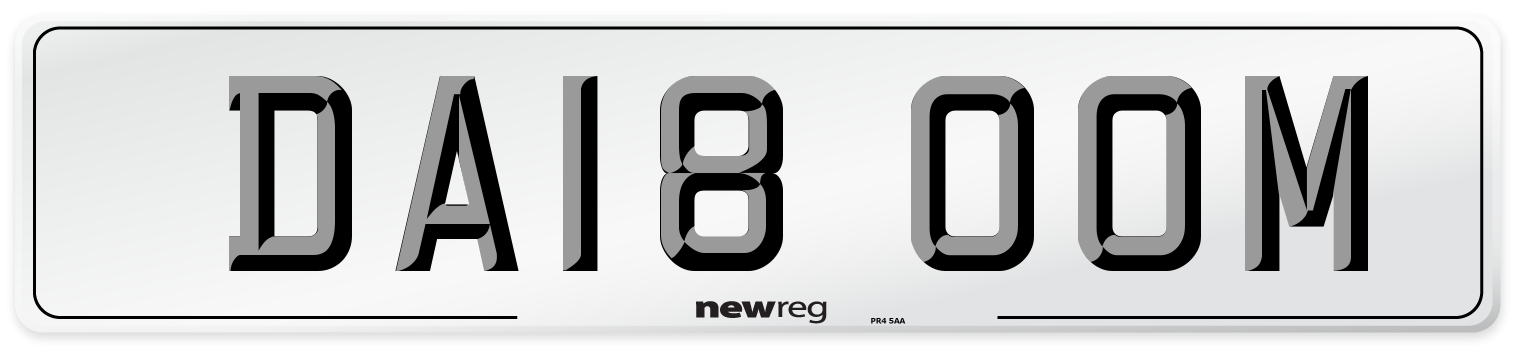DA18 OOM Number Plate from New Reg